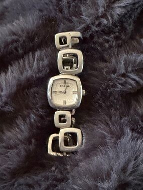 Fossil Silver Square-Link Bracelet Watch